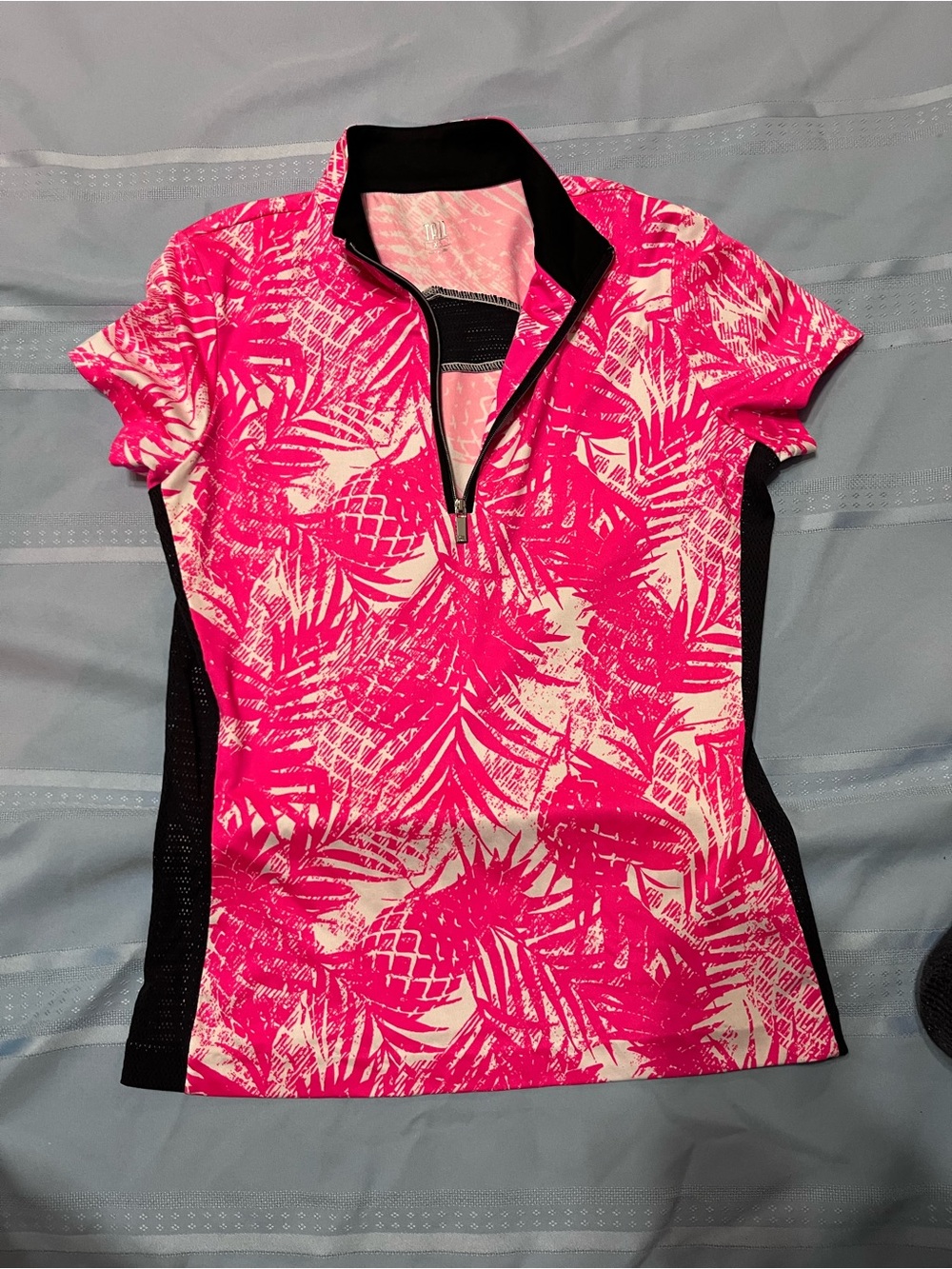 Tail Hot Pink Tropical Print Short-Sleeve Zip Polo